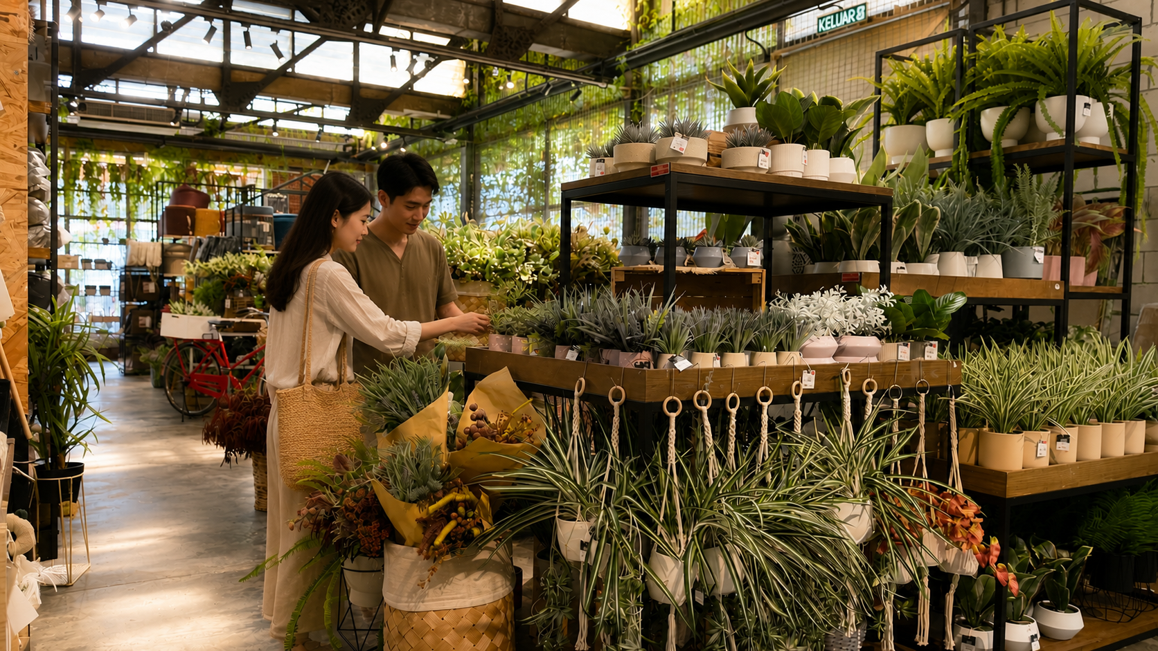 Customers browsing styled vases, cushions and candles at ED Shop Ipoh home decor showroom